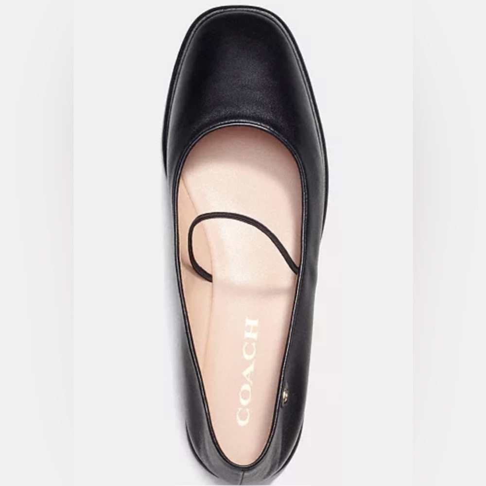 Coach Leather Ballet Flats with Mary Jane Strap; Comfortable & Versatile